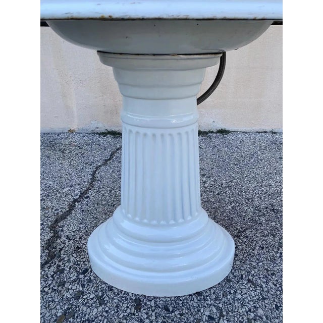 Early 20th Century Antique Victorian White Cast Iron Porcelain Enamel Pedestal Bathroom Sink For Sale - Image 5 of 12