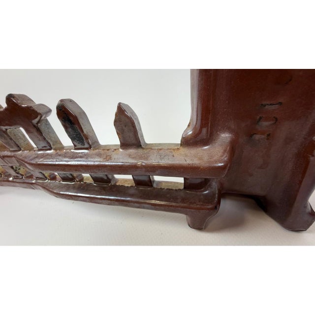 1920s Art Deco Enamelled Cast Iron Knights Fire Guard Compagnion, 1920s For Sale - Image 5 of 12