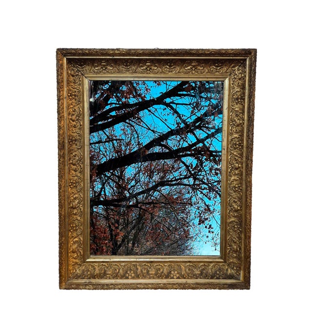 Antique Italian Gilt Wood Mirror with Carved Frame, Late 19th Century For Sale - Image 3 of 15