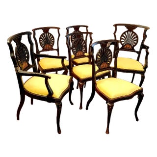 Hepplewhite Anthemium Back Dining Chairs, Set of 6 For Sale