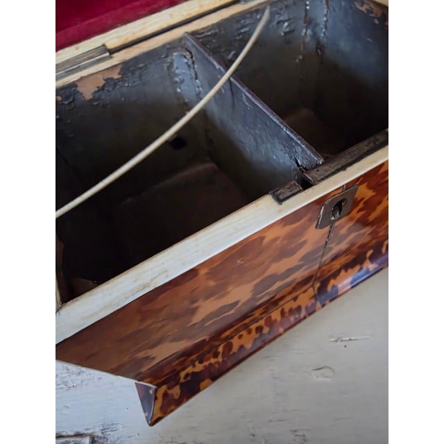 Antique English Faux Tortoiseshell Tea Caddy For Sale - Image 14 of 15