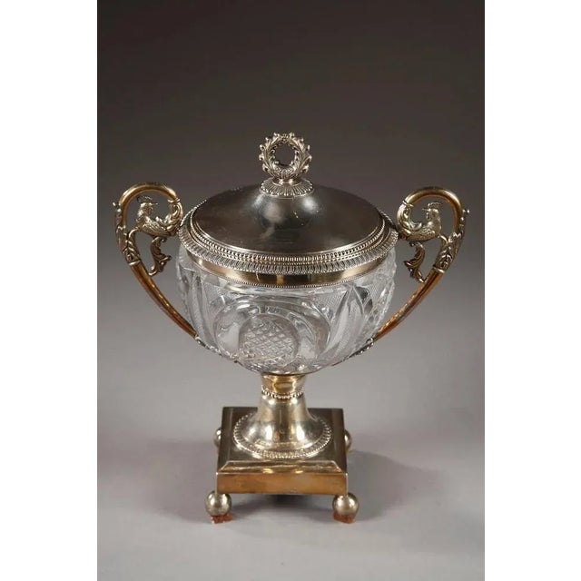 Metal 19th Century Cut Crystal and Silver Candy Dish by Dupré For Sale - Image 7 of 11