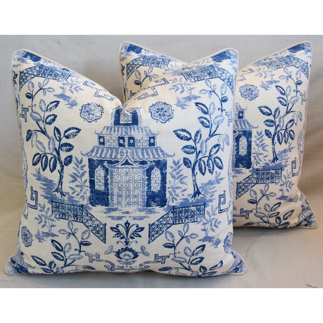 Blue White Chinoiserie Feather Down Pillows 26 Square