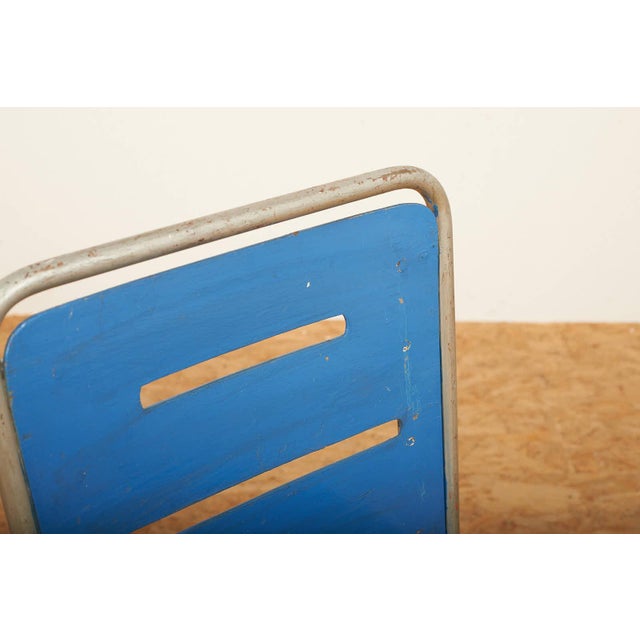 Vintage Garden Chair in Steel, Plywood, and Wood Slats For Sale - Image 9 of 13