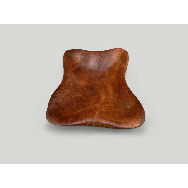 2010s Andrianna Shamaris Minimalist Teak Wood Sculptural Bowl For Sale - Image 5 of 5