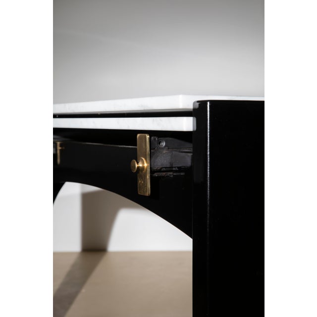 Large Extendable Marble and Lacquered Wood Dining Table by Ignazio Gardella for Misura Emme, Italy, 1985 For Sale - Image 9 of 11