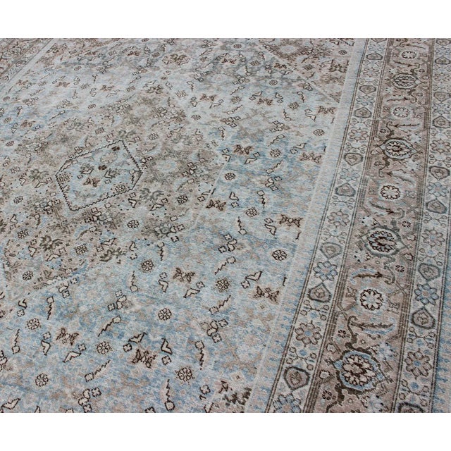 Early 20th Century Persian Antique Tabriz Rug With Medallion With Herati Design and Muted Colors 7'11 X 11'4 For Sale In Atlanta - Image 6 of 13