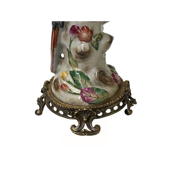 Vintage Handmade Ceramic Parrot Figure Candle Holder For Sale - Image 9 of 9