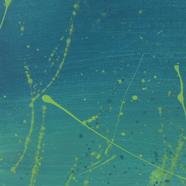 Textile "Emerald Tide" Contemporary Abstract Splatter Painting For Sale - Image 7 of 9
