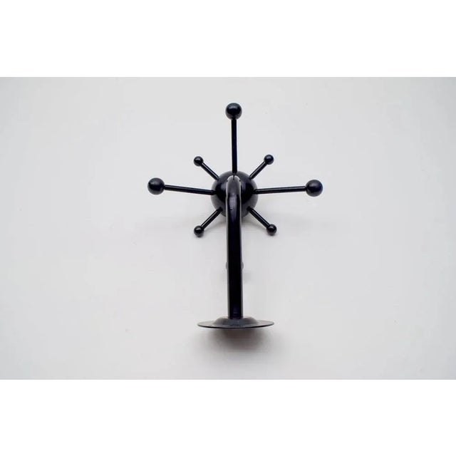 Black Sputnik Wall Hook Lacquered Wood and Metal by Osvaldo Borsani, 1970s For Sale - Image 6 of 9