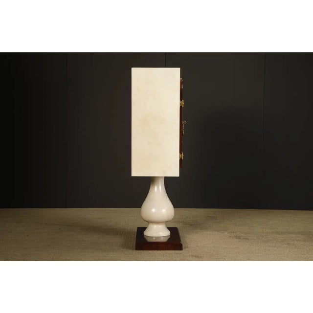 Aldo Tura Aldo Tura Lacquered Goatskin, Rosewood and Brass Italian Bar Cabinet, 1950s For Sale - Image 4 of 18