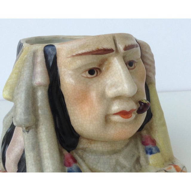 Vintage Mid-Century Ceramic Crackle Native American Style Chief Style Pencil Holder For Sale - Image 10 of 11