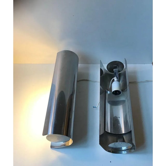 Vintage Scandinavian Stainless Steel Wall Sconces by K. S. Design, 1970s, Set of 2 For Sale - Image 9 of 9