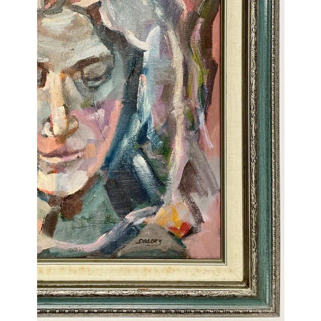 1970s Oil on Canvas Portrait by Hannah Dalby For Sale - Image 4 of 8