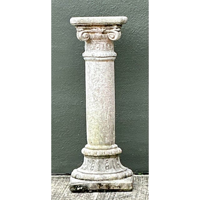 Mid-Century Modern Vintage Cast Concrete Corinthian Column Pedestal For Sale - Image 3 of 12