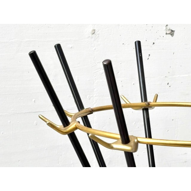 Metal Italian Rotating Umbrella Stand with Brass Elements, Italy, 1950s For Sale - Image 7 of 11