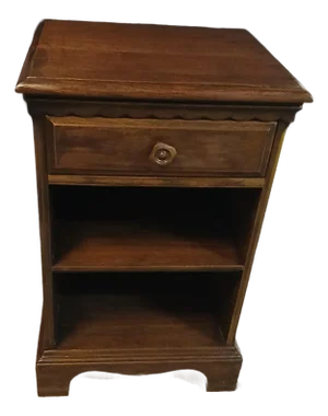 1940s Davis Cabinet Co Walnut Early American Country Style Nightstand