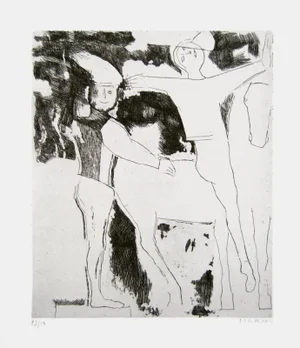 Théâtre des Masques - Theater of the masks - Original Etching by Marino Marini 1956