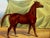 1 Fine English Victorian Oil Painting Portrait Purebred Red Chestnut Arab Horse In Bombay Stables India Follower of...