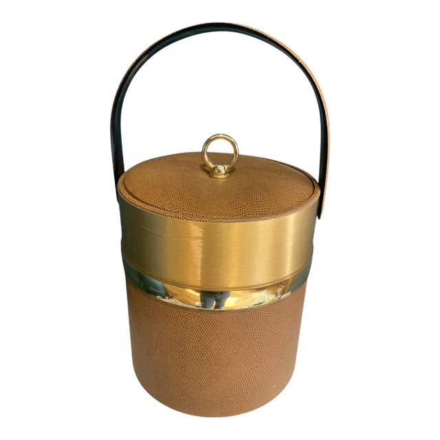 Mid 20th Century Georges Briard Mid-Century Ice Bucket With Faux Leather For Sale