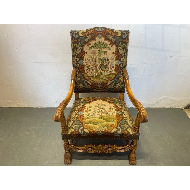 Antique Historicist Tapestry Armchair For Sale - Image 3 of 10