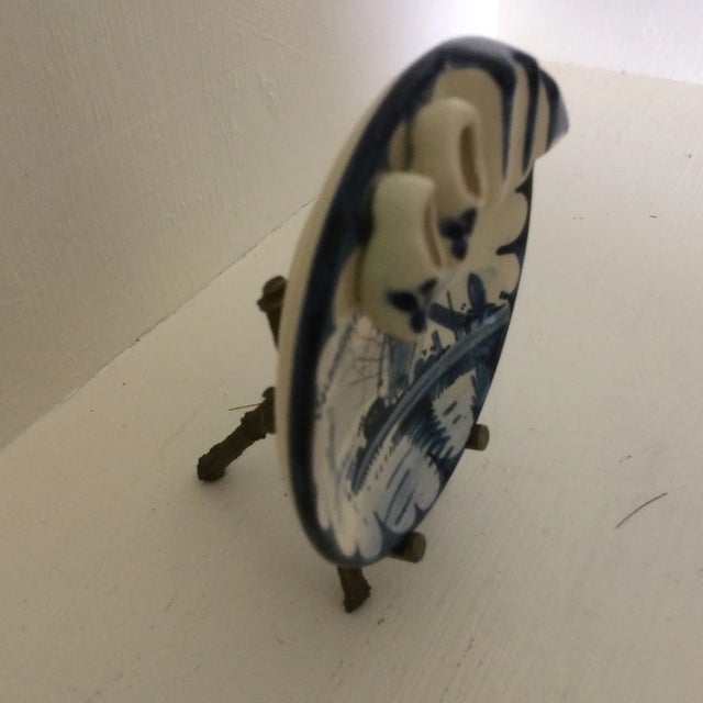 Vintage Blue and White Delft Ashtray With Brass Stand For Sale - Image 10 of 13
