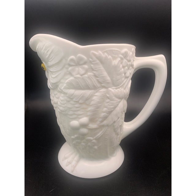 Late 19th Century Antique Eapg 19th Century Opaque White Milk Glass Owl Pitcher For Sale - Image 5 of 8