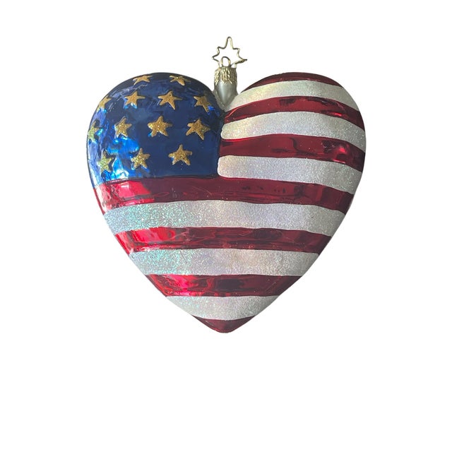 American 2001 Christopher Radko American Brave Heart Ornament Original Box For Sale - Image 3 of 6