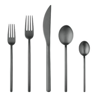 Mepra Due 5-Piece Flatware Set, Ice Oro Black For Sale