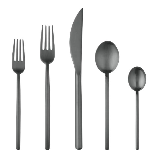 Mepra Due 5-Piece Flatware Set, Ice Oro Black For Sale