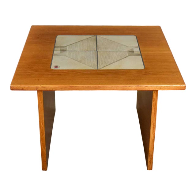 MCM Scandinavian Modern Side or End Table Teak With Tile Insert by Gangso Mobler For Sale