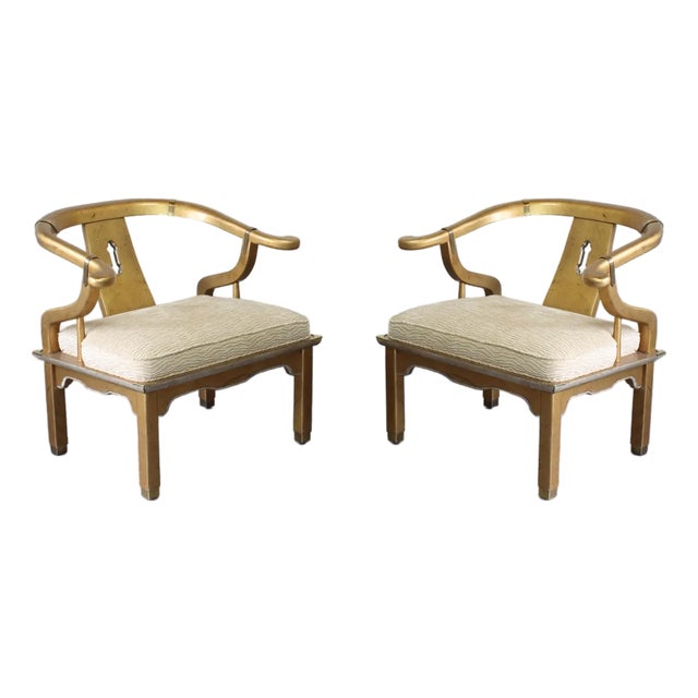 A Pair of Vintage Chinoiserie Chairs Attributed to James Mont For Sale