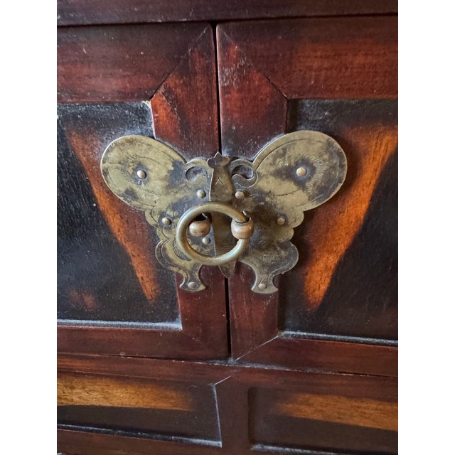 Japanese South Korean Persimmon-Wood Tansu. Early 20th Century. For Sale - Image 3 of 9