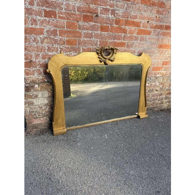 Wood Antique English Carved Wood Gilt Overmantle Mirror, 1800s For Sale - Image 7 of 7