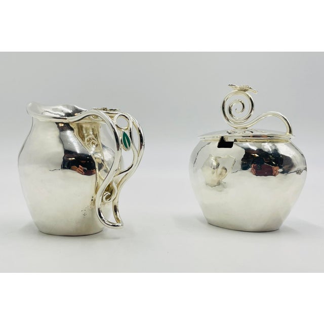 Silver Vintage Emilia Castillo Mexican Silversmith Creamer and Sugar Bowl, Hand Signed For Sale - Image 8 of 18