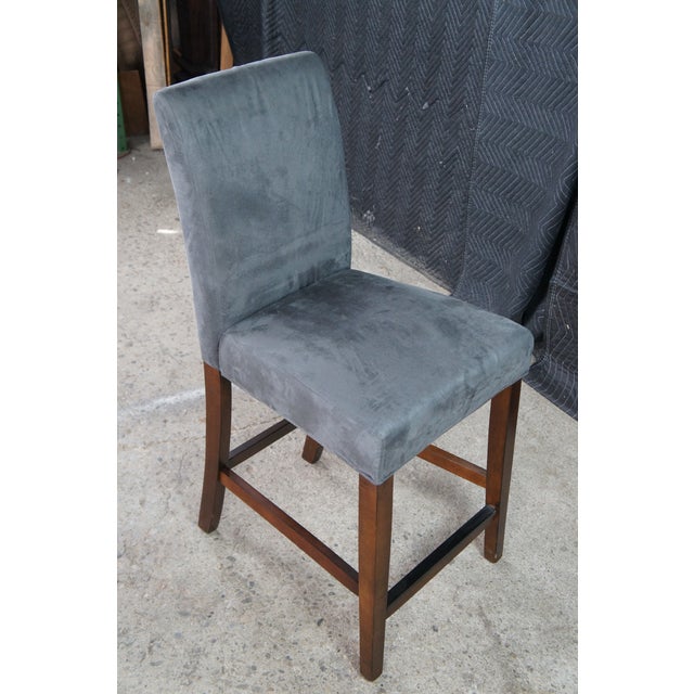 Gray 4 American Signature Modern Grey Counter Height Bar Stools Mahogany Finish For Sale - Image 8 of 9