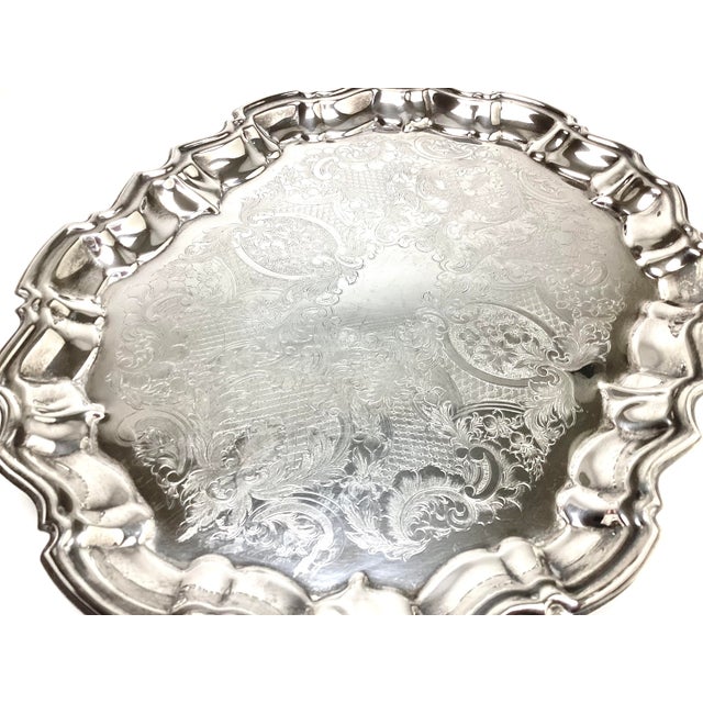 Metal Vintage F B Rogers Silver Plated Oval Footed Tray For Sale - Image 7 of 8