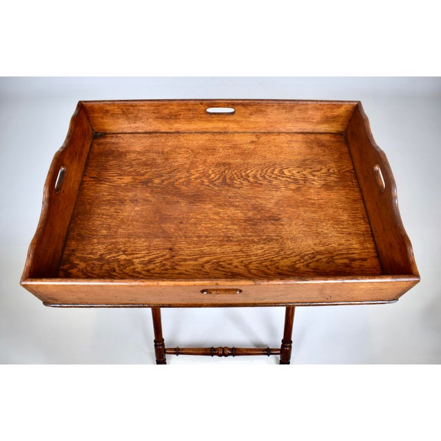 19th Century English Tiger Oak Butler's Tray Table For Sale - Image 13 of 15