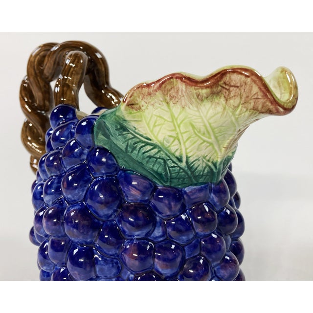 Vintage Ceramic Grape Motif Fitz and Floyd Pitcher For Sale In Kansas City - Image 6 of 7