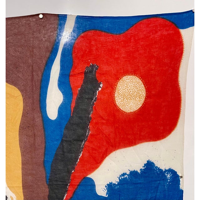 Textile Josep Guinovart Bertrán, Bold Abstract Latin American Screenprint Scarf Textile Art Print Josep Guinovart For Sale - Image 7 of 10
