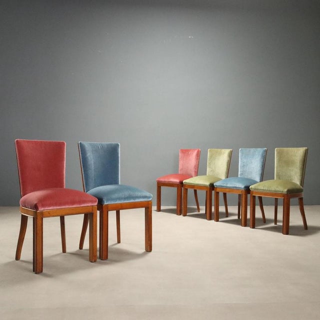 Vintage Dining Chairs in Velvet, Set of 6 For Sale - Image 13 of 13