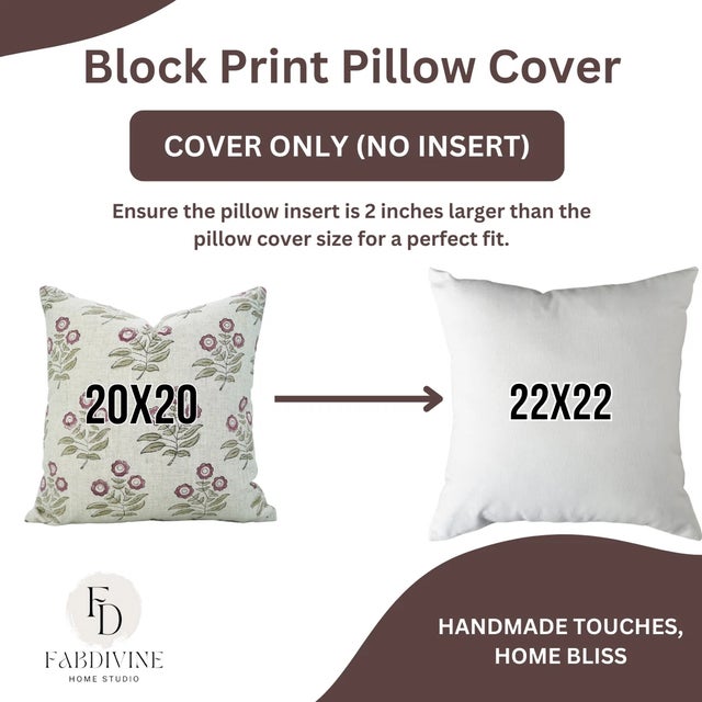 Not Yet Made - Made To Order Fabdivine Handmade Block Printed Cushion Cover 24x24 Inch Viscose Linen-Neha For Sale - Image 5 of 5