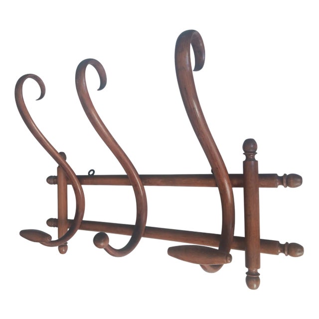 Vintage Wall Coat Rack in Bentwood, 1960s For Sale