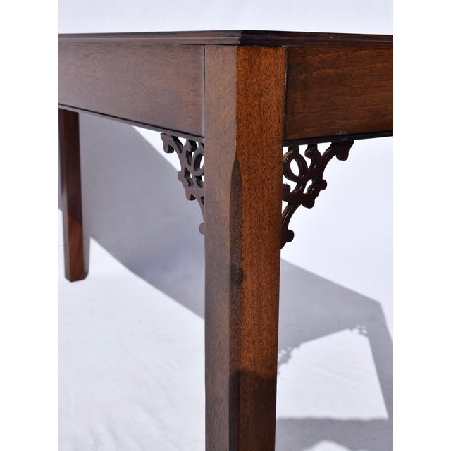 English Chippendale Console Table, Mahogany, Fret Work Design, 1980s For Sale In Philadelphia - Image 6 of 11