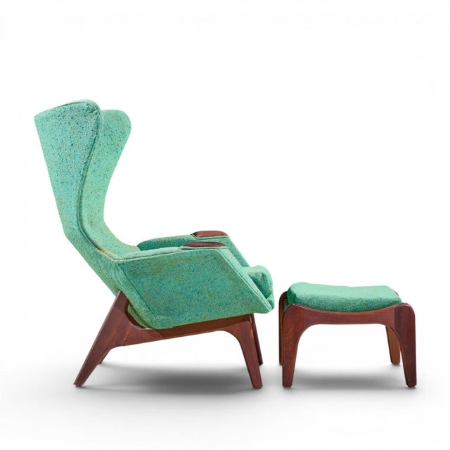 Adrian Pearsall for Craft Associates Model 2231 Mid Century Walnut Lounge Chairs - Pair With Ottomans For Sale - Image 11 of 12