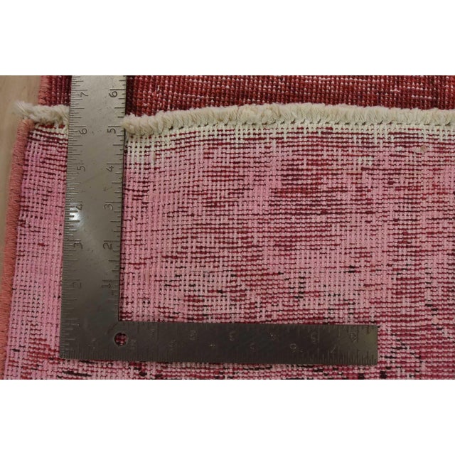 Tabriz Runner 2’5” X 12’3” Pink Wool Vintage Overdyed Hand-Knotted Rug For Sale - Image 13 of 13