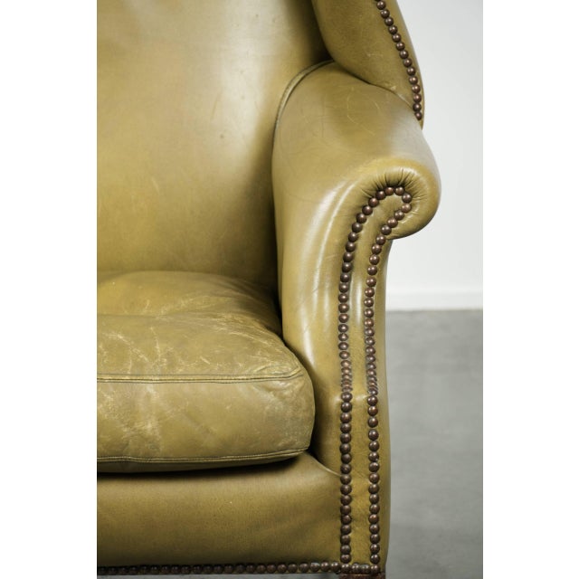 Wing Chair in Cowhide Leather For Sale - Image 10 of 15