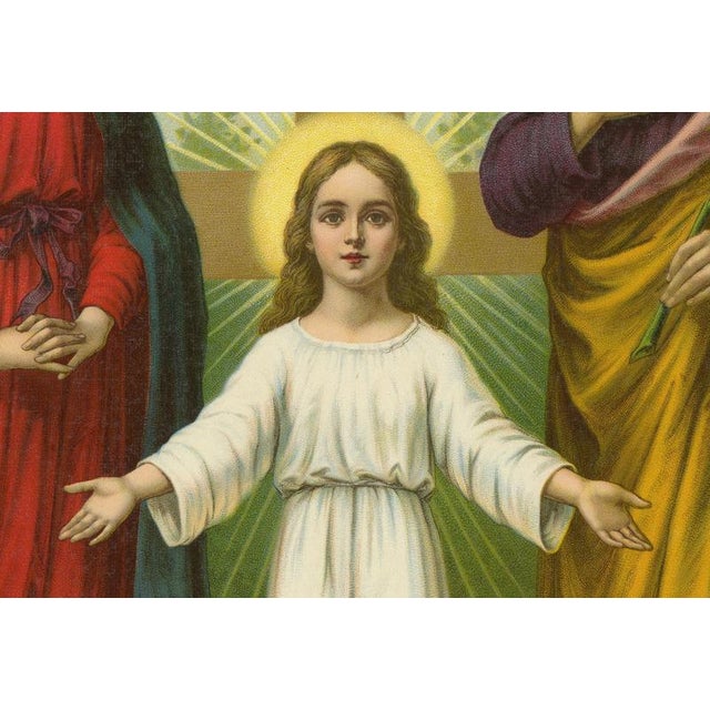 Holy family with god the father – antique german chromolithograph, 1900 this richly symbolic and beautifully composed...