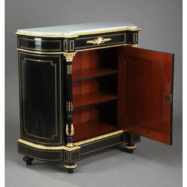 White Antique Napoleon III Sideboard in Blackened Wood and Gilded Bronze For Sale - Image 8 of 18