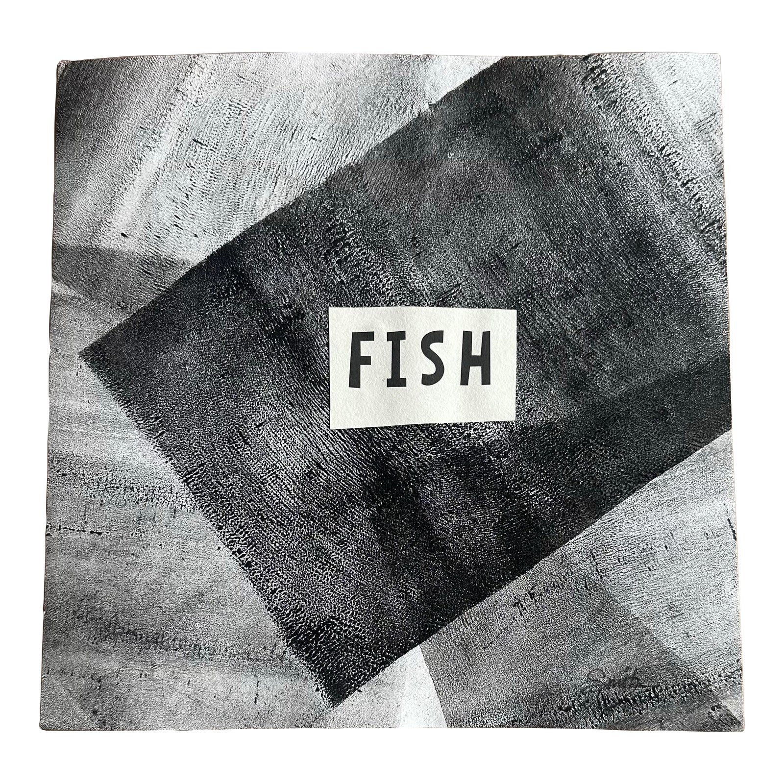 “Fish” Contemporary Black & White Textural Abstract Collage by Nancy ...